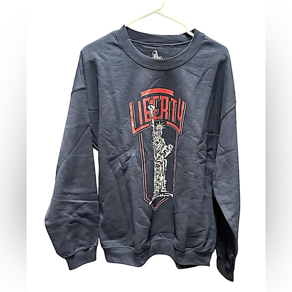 Liberty pro gun Graphic Men's Sweater - navy blue LARGE NWOT - Picture 1 of 4